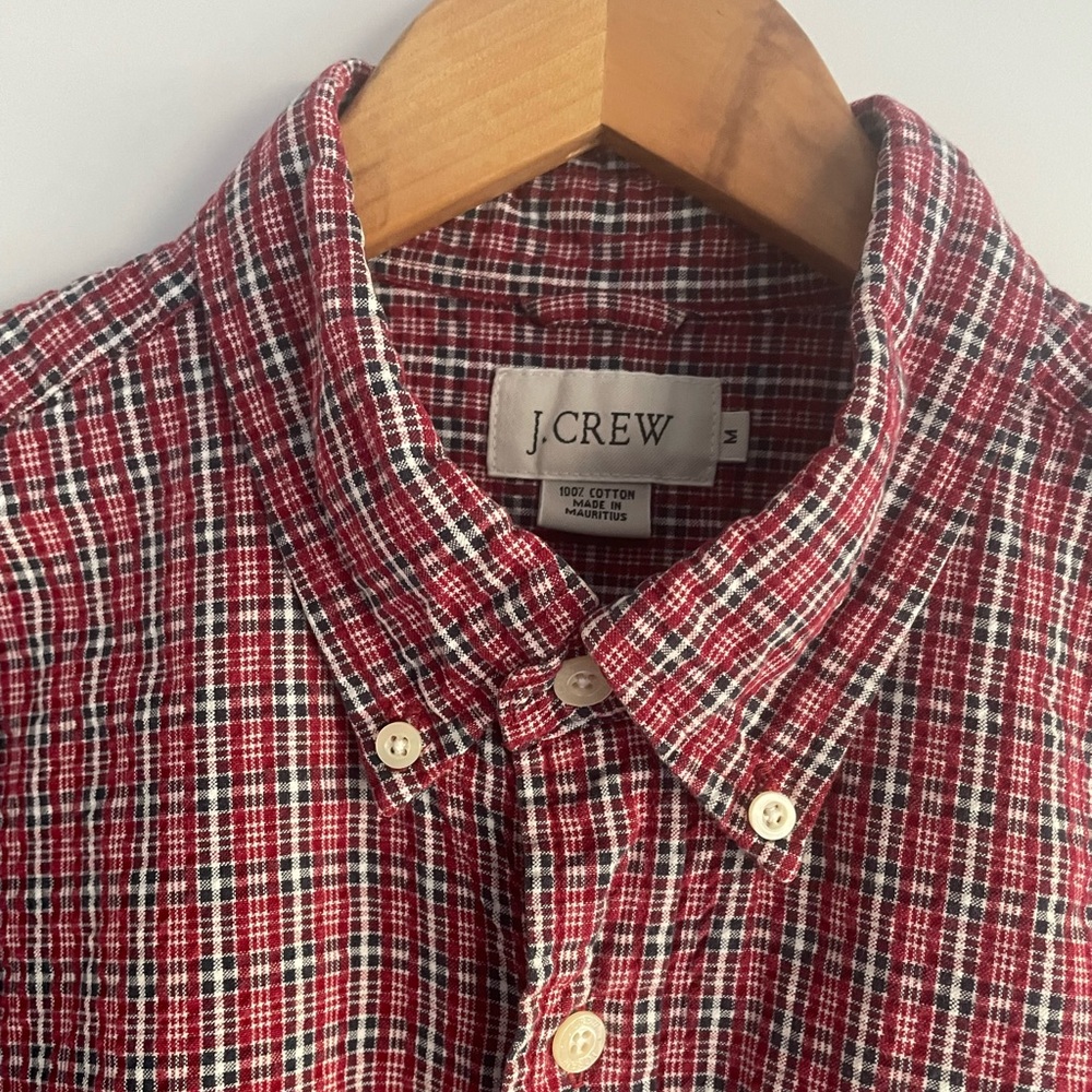 JCREW Short Sleeve Button Down Shirt - size medium red black white